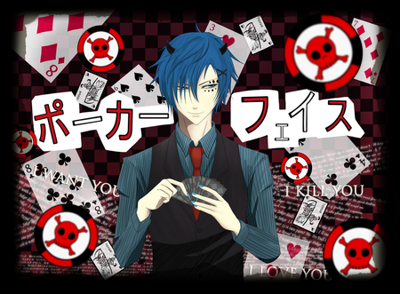 Kaito - tie, vocaloid, kaito, blue, horns