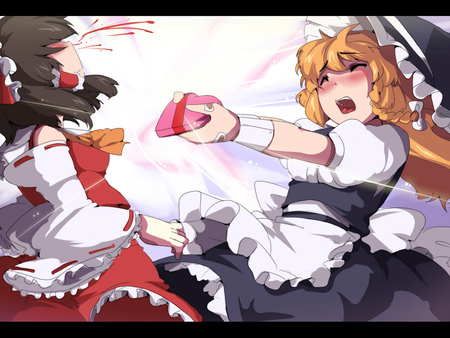 Touhou - touhou, valentine, blush, 2girls, hakurei reimu, kirisame marisa