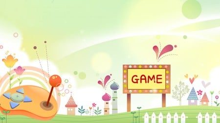 Gaming Night - abstract, game, sign, whimsical, buildings, firefox persona, flowers, gaming, sky