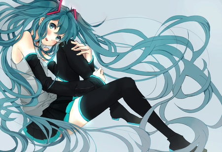 Hatsune Miku - tie, pretty, artistic, pink, uniform, nice, program, hot, thighhighs, beauty, virtual, cg, white, cute, aqua eyes, song, outfit, sexy, vocaloid, anime, twintail, hatsune miku, music, aqua, red, art, idol, anime girl, skirt, beautiful, singer, girl, blush, cool, black, miku, awesome, diva, digital, aqua hair, vocaloids, hatusne