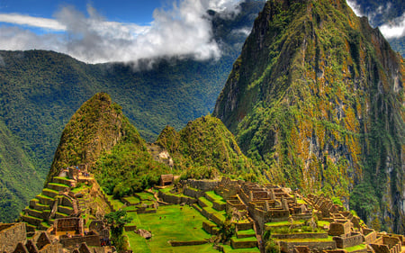 Machu Picchu - sky, peru, machu picchu, colorful, mountains, nature, beautiful, clouds, city, architecture, monuments