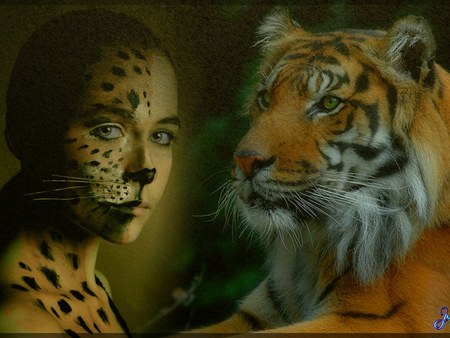 Leopard Lady - beauty, leopard, lady, abstract, tiger, fantasy