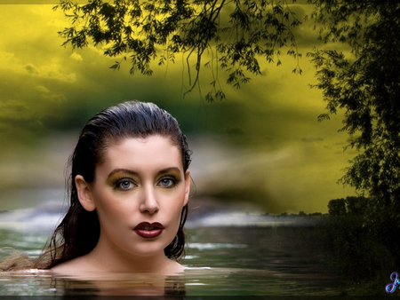 Another Beauty - beauty, woman, another, lake, abstract, water, fantasy