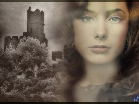 Chatelaine - beauty, abstract, lady, chatelaine, castle, fantasy