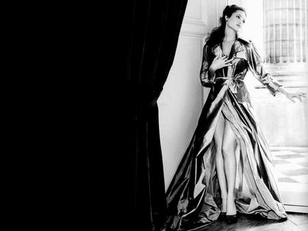 Angelina Jolie - black, white, jolie, woman, dress, actresses, angelina