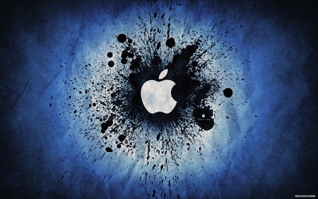 Apple - black, white, apple, blue