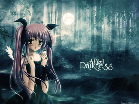 Their is Light in the Dark - moon, angel, dark, forest, light, anime