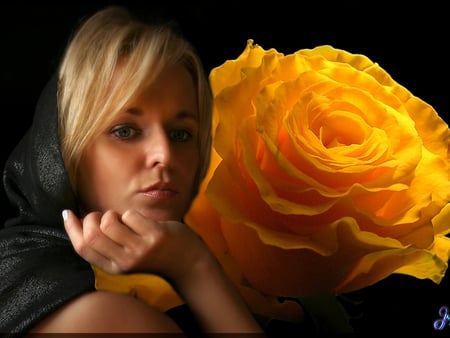 Yellow Rose - beauty, abstract, yellow, rose, fantasy, blonde