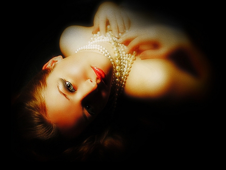 PEARL BEAUTY - woman, necklace, pearl, beautiful