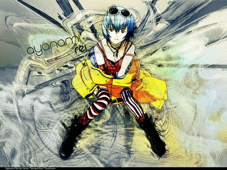 Ayanami Rei - anime punk, pretty, cool, rocker, anime girl, ayanami rei, emo, blue hair