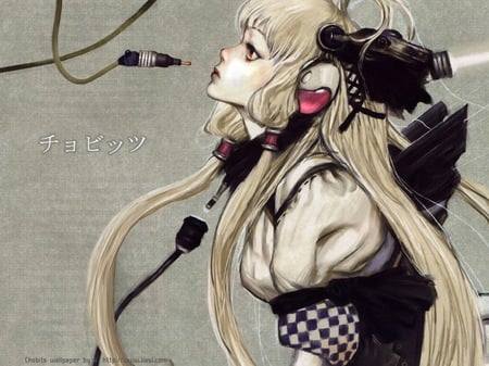 Chobits Chi - chobits, anime girl, sad, punk, blonde, long hair, personal computer, chi