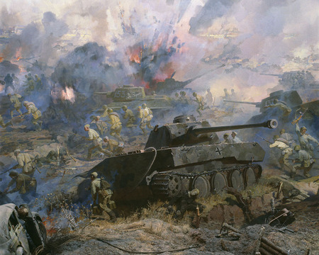 Battlefield - abstract, battle, artwork, tank, soldiers, battlefield, fantasy