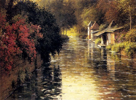 A french river landscape - river, art, anture, painting