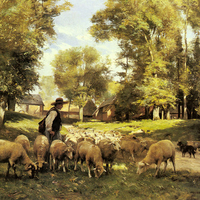 A shepherd and his flock, by Julien Dupre