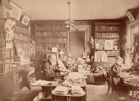 Vintage office - books, man, woman, business