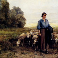 Shepherdess with her flock, by Julien Dupre