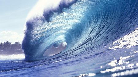 Blue Beauty - oceans, curl, nature, beach, beautiful, wave