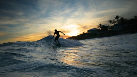 Last Wave - nature, ocean, beautiful, coastline, sunsets, surfer