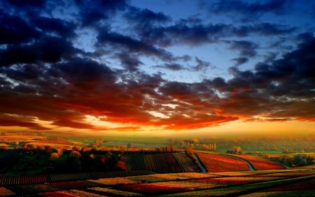 THE BEAUTY OF  NATURE - pieces, hills, sunlightclouds, land, autumn, colors, field, sky