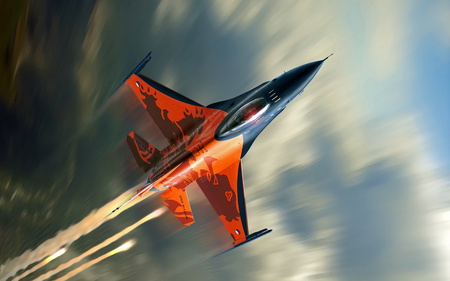 F-16 - aircraft, jet, artwork, military