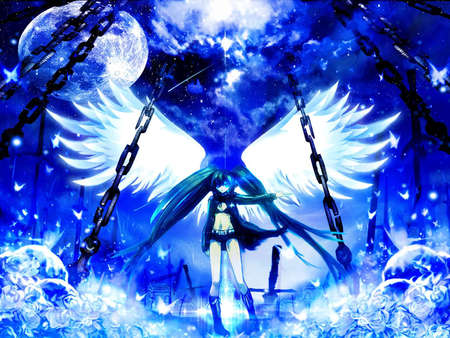 Black Rock Miku - hatsune, miku, black rock shooter, anime, angel