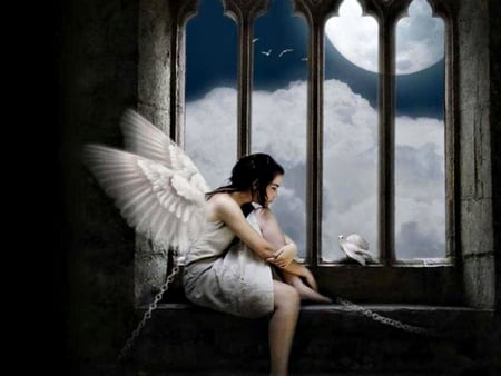 Fallen Angel. - fallen angel, wallpaper, girl, fantasy