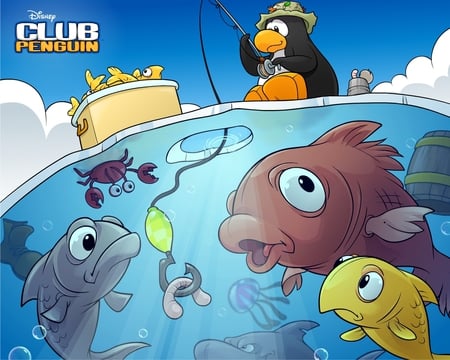 Ice Fishing - club penguin, fish, animals, penguin