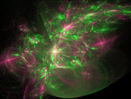 Green lights - feathery, fractal, green, pink