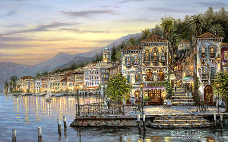 Bellagio - sea, light, houses, painting