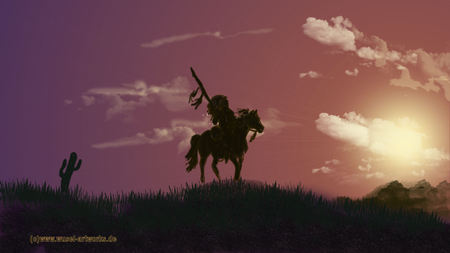 Belong to the past - chief, sunset, horse, native