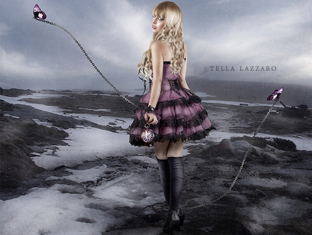 ticking your life - water, girl, fantasy, time