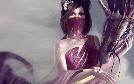 Dragon Consort - concubine, fantasy, pink, consort, dragon, eye, mage