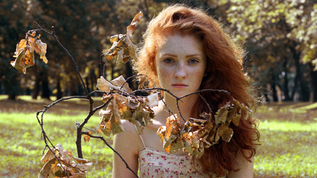 Pure Innocence - models, sexy, people, red, hair, beautiful, park, freckles