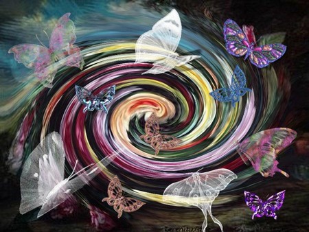 BUTTERFLY DREAMS - colorful, swirls, dreams, butterflies