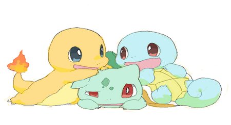 Cute Charmander, Bulbasaur and Squirtle - squirtle, charmander, pokemon, bulbasaur, cute