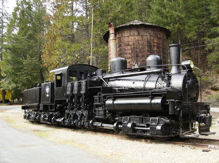 Shay - locomotive, train, steam train, california, shay, hotel, steam locomotive, forest