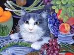 Cat and fruits * Mimi Vang Olsen