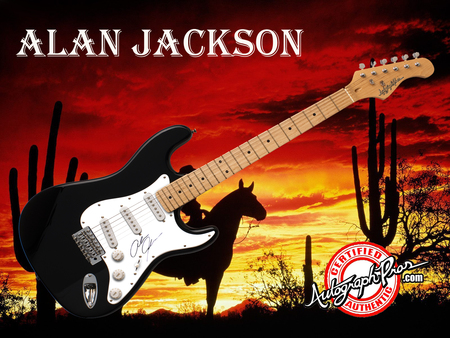 Alan Jackson Autographed Signed Guitar Free Music Wallpaper - music wallpaper, alan jackson wallpaper, country music wallpaper, autographed guitar