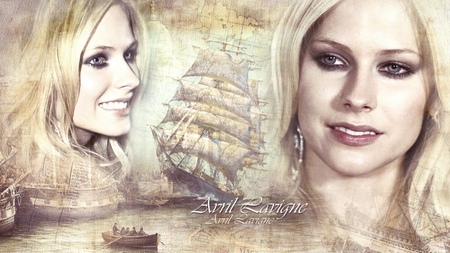 Avril Lavigne - smile, avril lavigne, brown, boat, actress