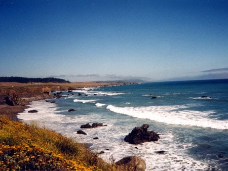 Beach and Waves - oceans, water, seaside, rocks, sky