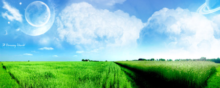 Dreamy World - dual screen, sky, dual monitor, landscape, clouds, nature