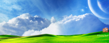 Dreamy World - clouds, landscape, dual monitor, light, sky, dual screen