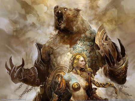 Guild Wars 2 - guild wars, girl, game, bear