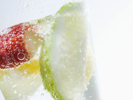 summer drink - ice, drink, glass, fruits, water, color, summer drink