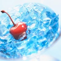 ice cubes and cherry