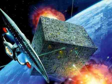 enterprise vs borg - borg cube, borg, star trek, enterprise