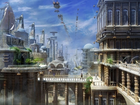 fantasy city - city, sky, fantasy, houses