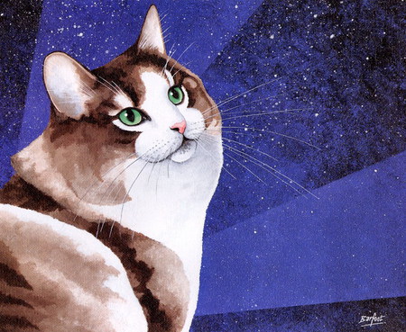 Cat * Brian Barfoot - painting, art, cat, brian barfoot, feline, kitten