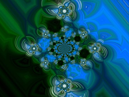 Abstract Flower - abstract, photoshop, blue, green, flower