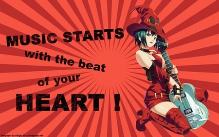 Rock My World! - anime girl, female, music, guitar, animated, rocker, red, black hair, rock my world, anime punk